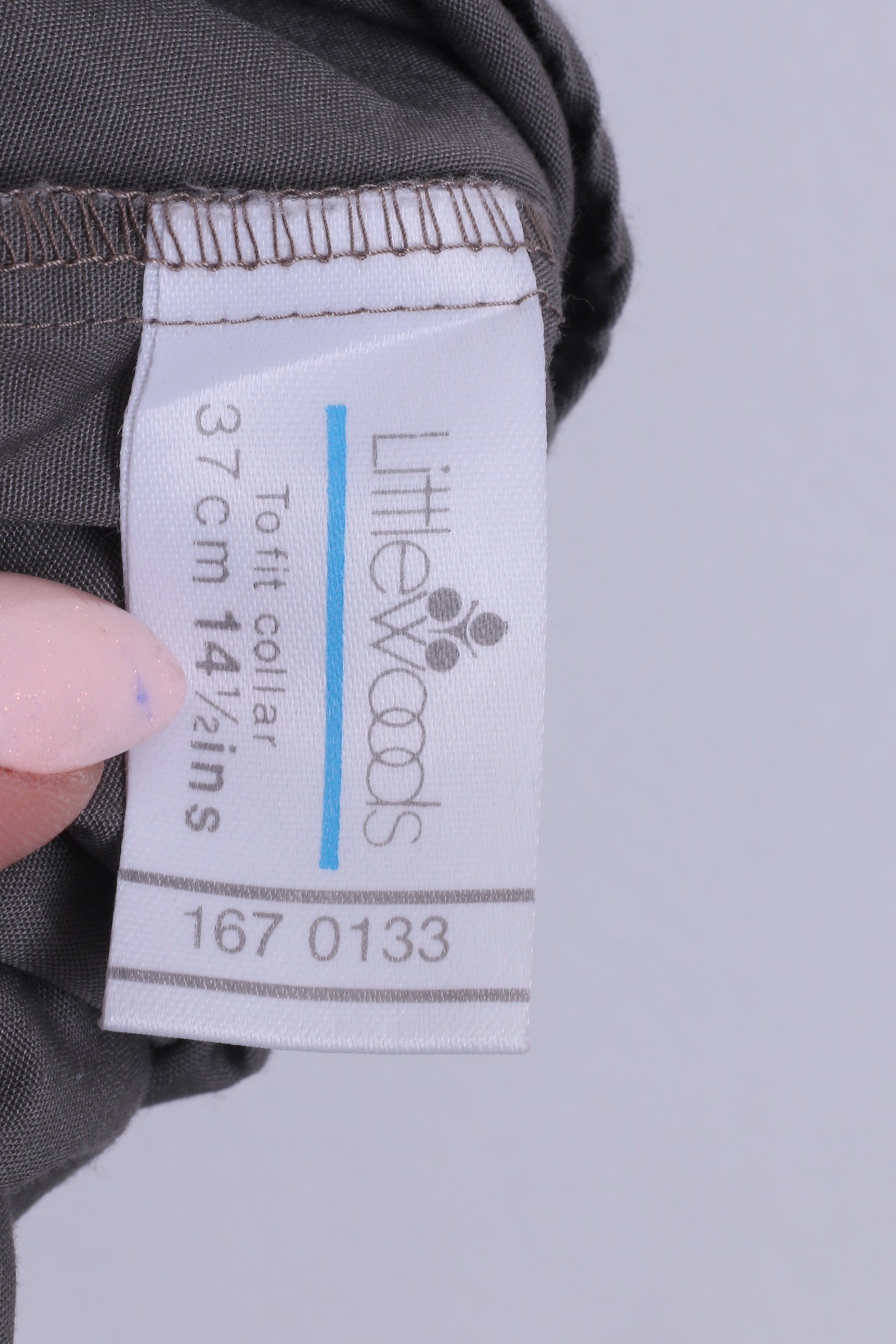 Littlewoods Mens 14.5 S Casul Shirt Gray Down Collar Short Sleeve Brown