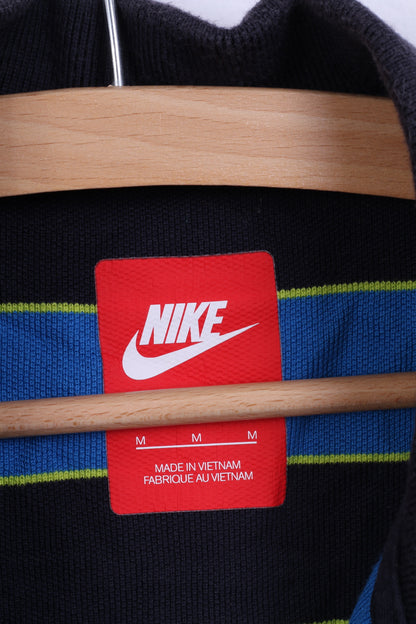 Nike Mens M Polo Shirt Striped Blue Cotton Short Sleeve