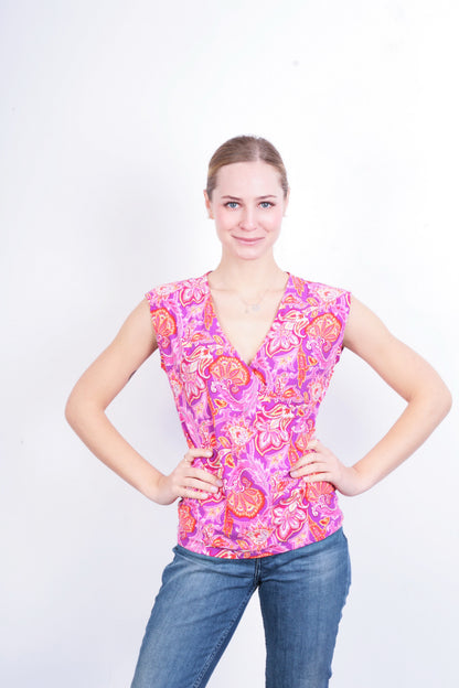 Chaps Womens M Blouse Shirt Flowers Multi Colour - RetrospectClothes