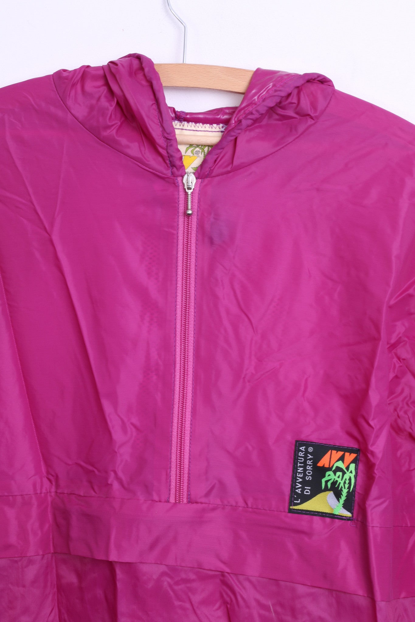 AVV Avventura by Sorry Womens L Nylon Light Jacket Hood Zip Neck Fuchsia - RetrospectClothes