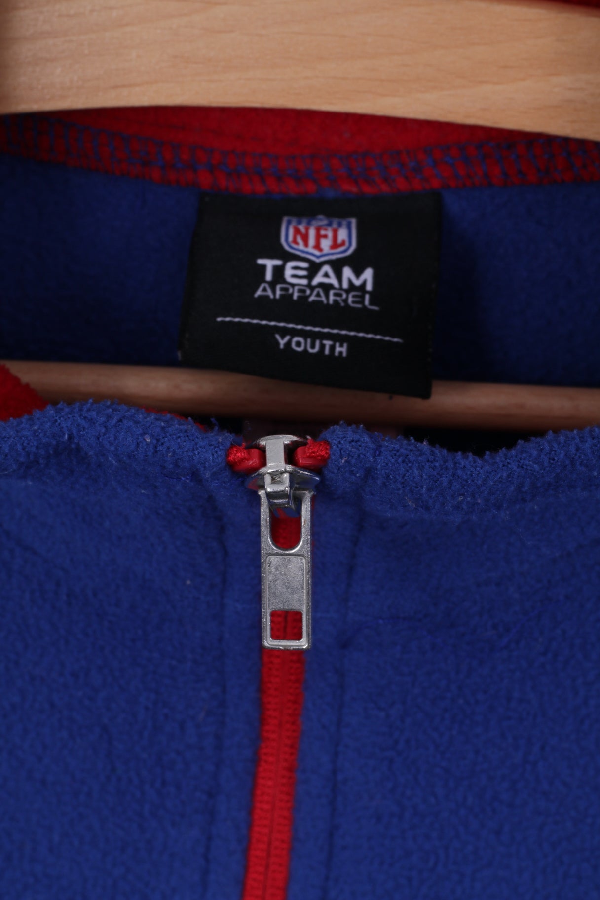 NFL Team Apparel Boys / Youth L 14-16 age Fleece Top Blue Zip Neck Kangaroo Pocket