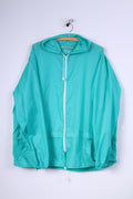 Giacca antipioggia vintage da uomo L impermeabile in nylon verde con cerniera completa 
