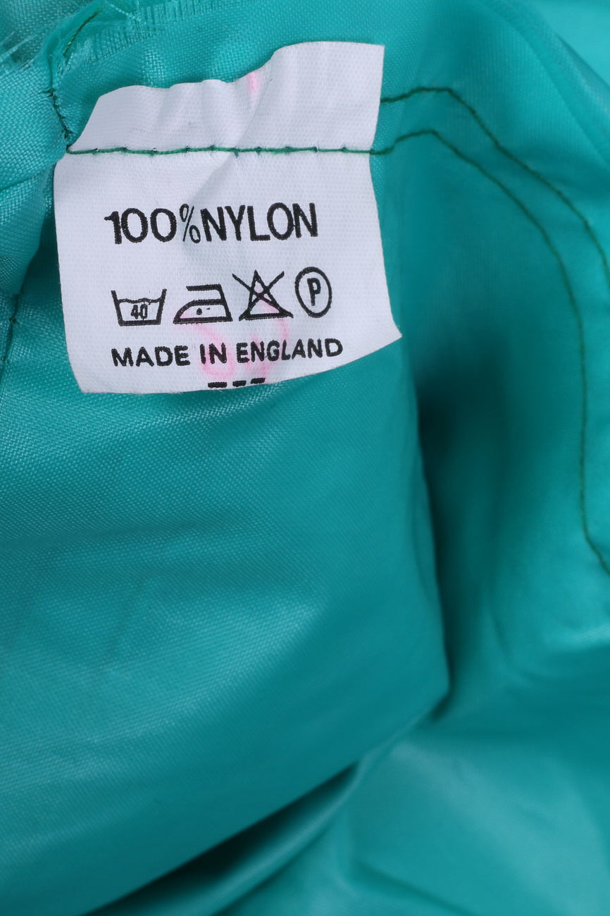 Vintage Mens L Rain Jacket Waterproof Nylon Green Hooded Full Zipper