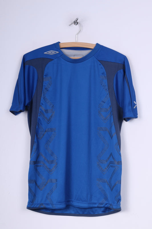 Umbro Garçon XL XLB 158cm Chemise Bleu Jersey Sportswear Haut Ras du Cou 
