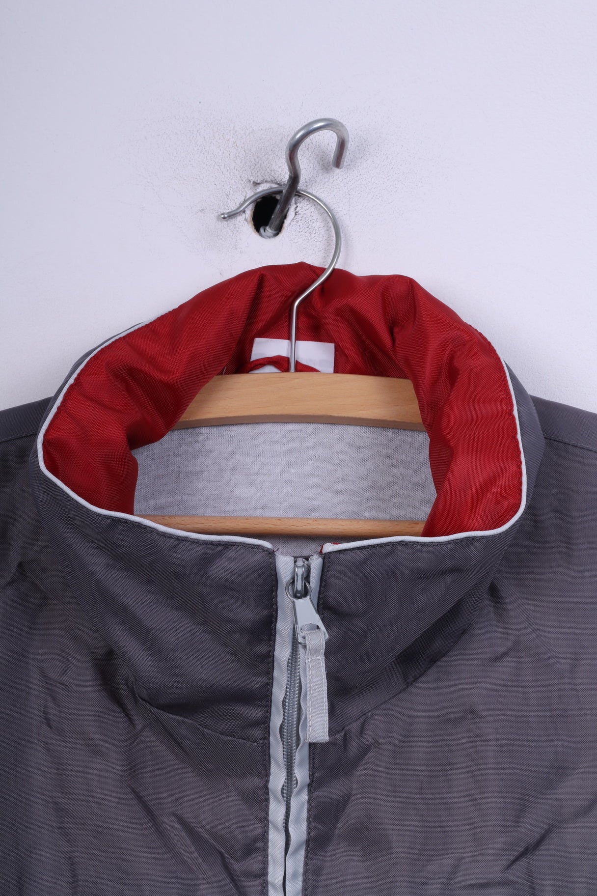 Shamp Mens M Rain Jacket Nylon Grey Lightweight Full Zipper Hidden Hood Unisex