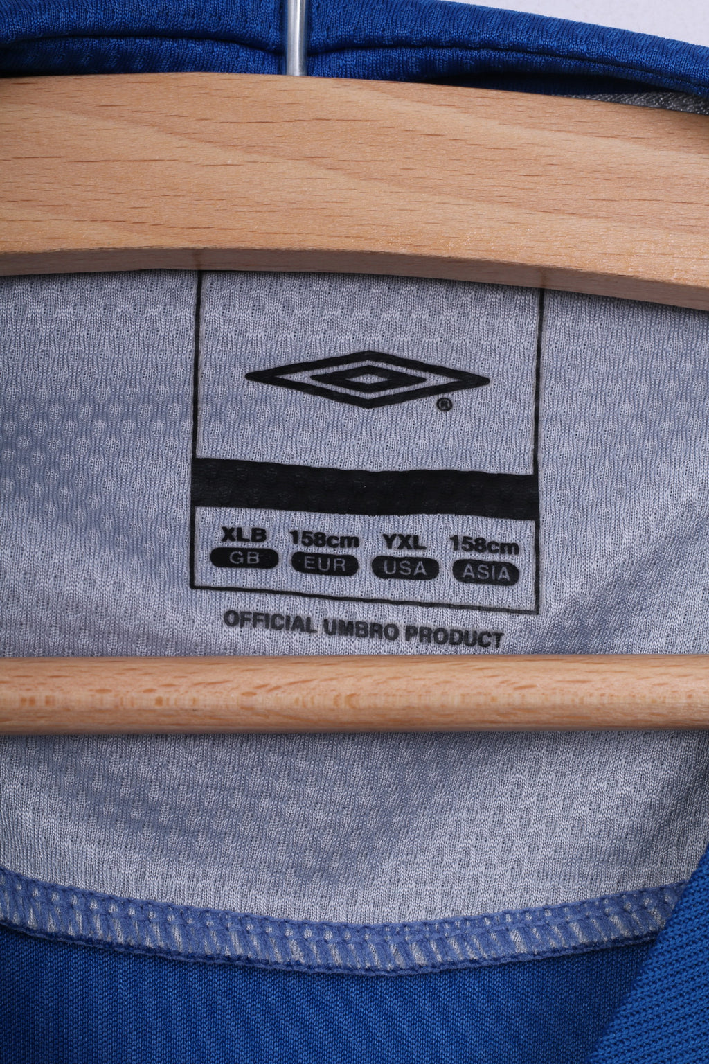 Umbro Boys XL XLB 158cm Shirt Blue Jersey Sportswear Top Crew Neck