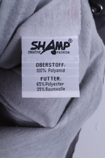 Shamp Veste de pluie M pour homme en nylon gris léger avec capuche cachée et fermeture éclair complète unisexe 
