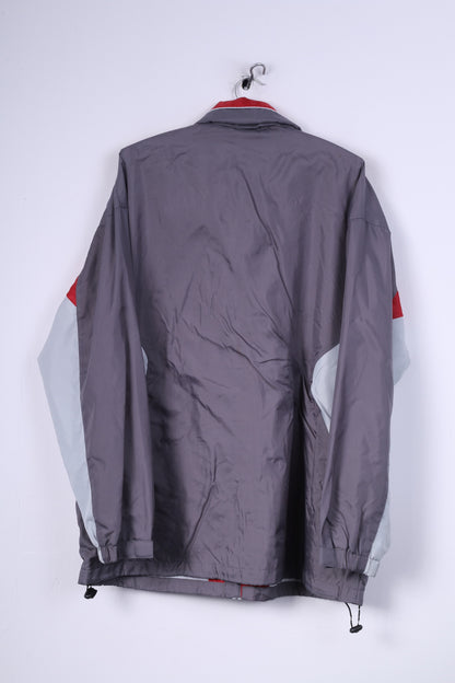 Shamp Mens M Rain Jacket Nylon Grey Lightweight Full Zipper Hidden Hood Unisex