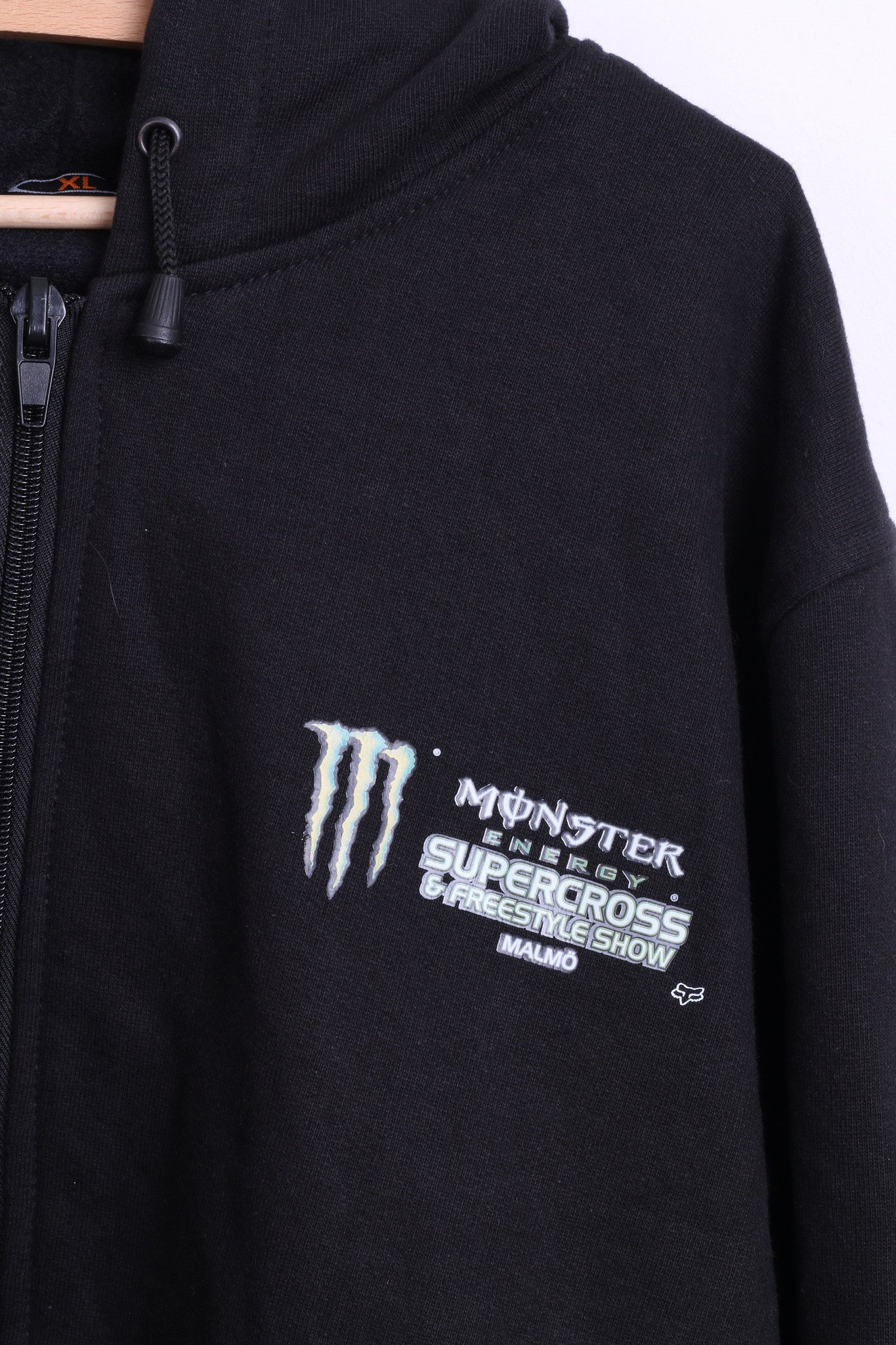 Moto Event Mens XL Sweatshirt Black Hood Cotton Monster Supercross - RetrospectClothes