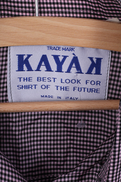 Camicia casual da uomo KAYAK M viola a quadri manica lunga moderna