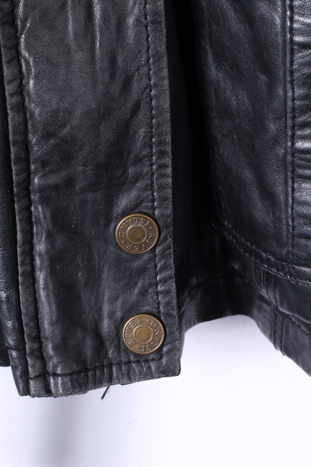 Giacca da motociclista River Island da donna 10 S in pelle nera con cerniera intera e cintura