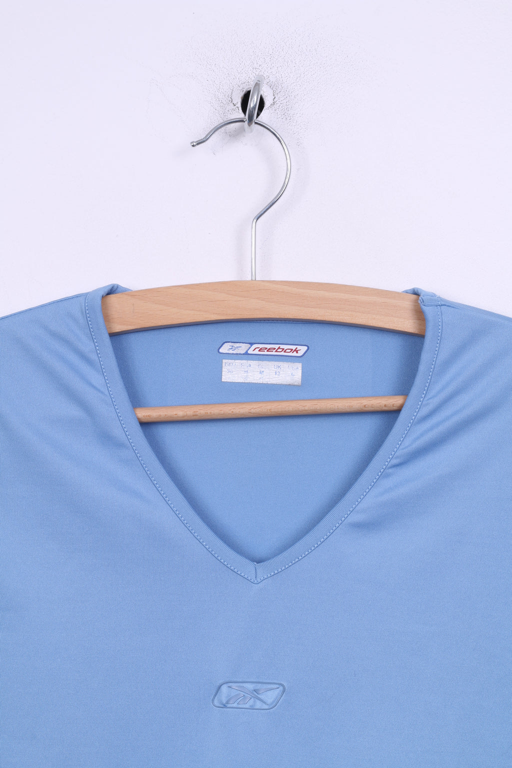 Reebok Chemise M Femme Bleu Clair Col V Sport Manches Courtes