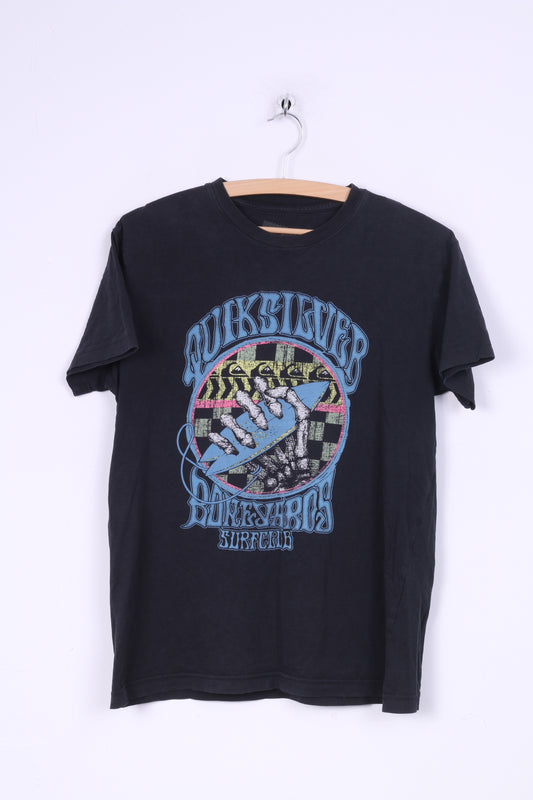 Quiksilver Mens S Graphic Shirt Black Cotton Crew Neck Summer