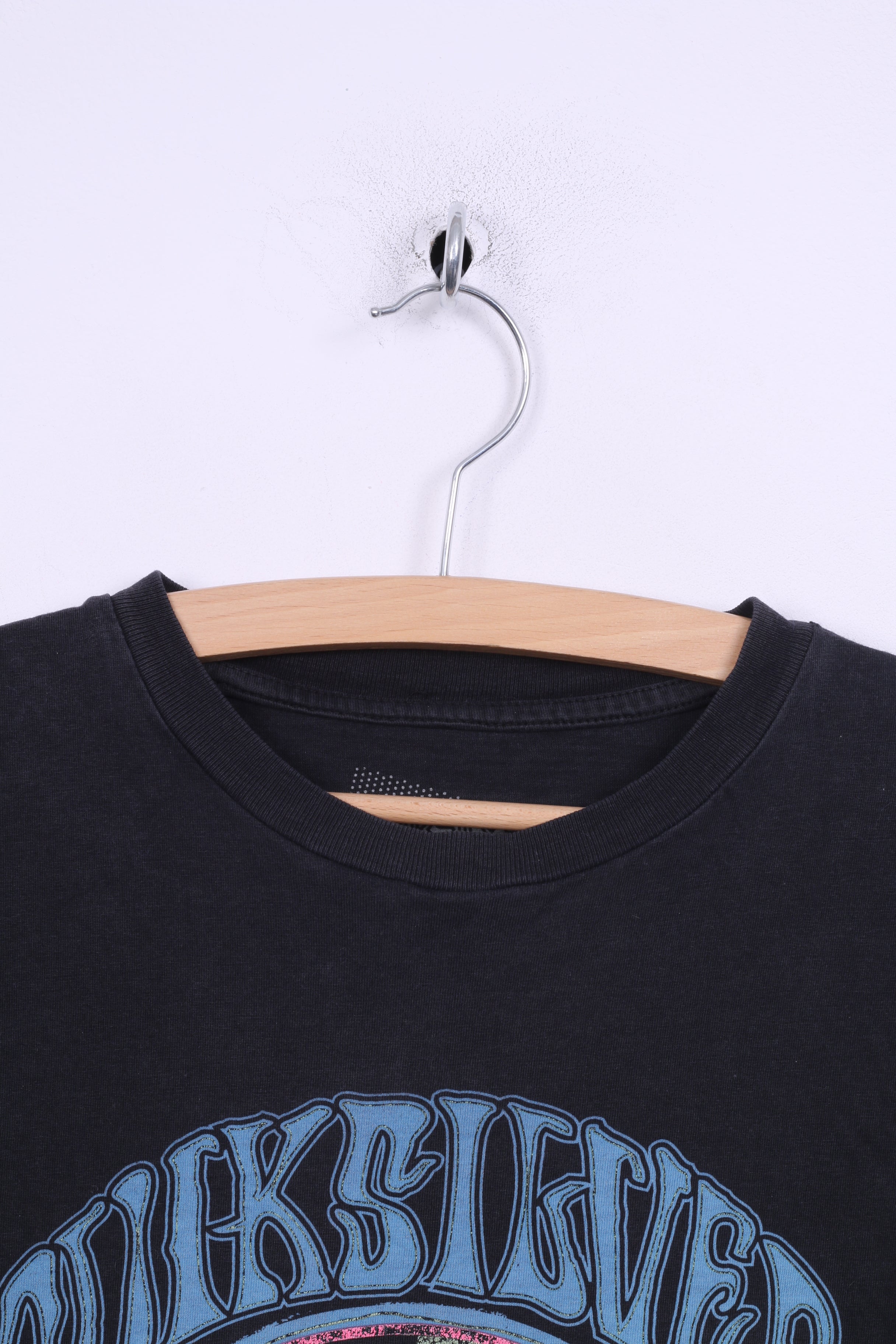 Quiksilver Mens S Graphic Shirt Black Cotton Crew Neck Summer