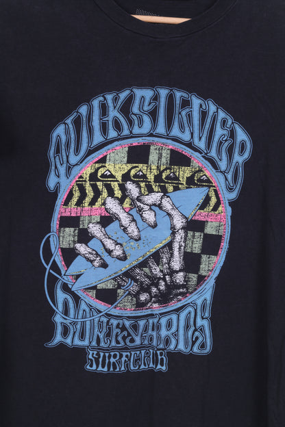 Quiksilver Mens S Graphic Shirt Black Cotton Crew Neck Summer