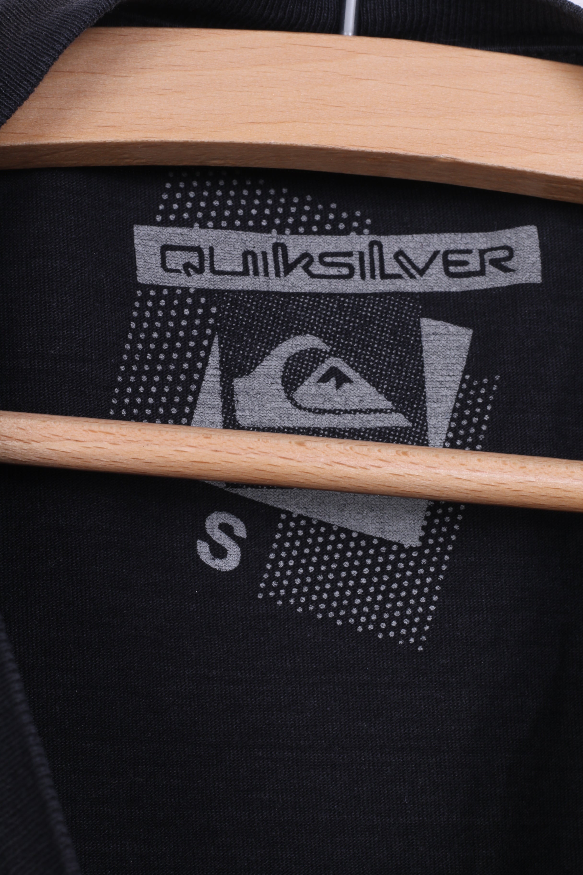 Quiksilver Mens S Graphic Shirt Black Cotton Crew Neck Summer