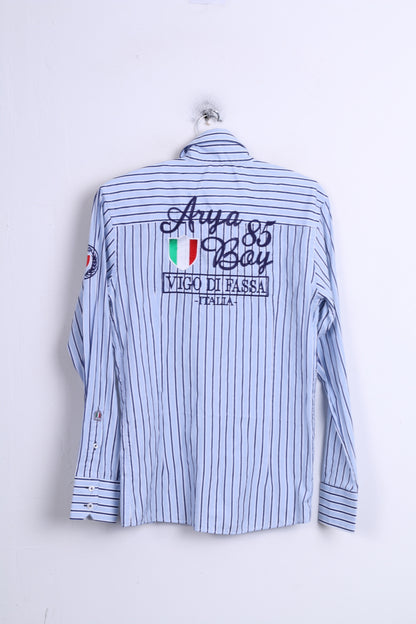 Arya Boy Mens Casual Shirt M Long Sleeve Blue Striped Button Down Collar