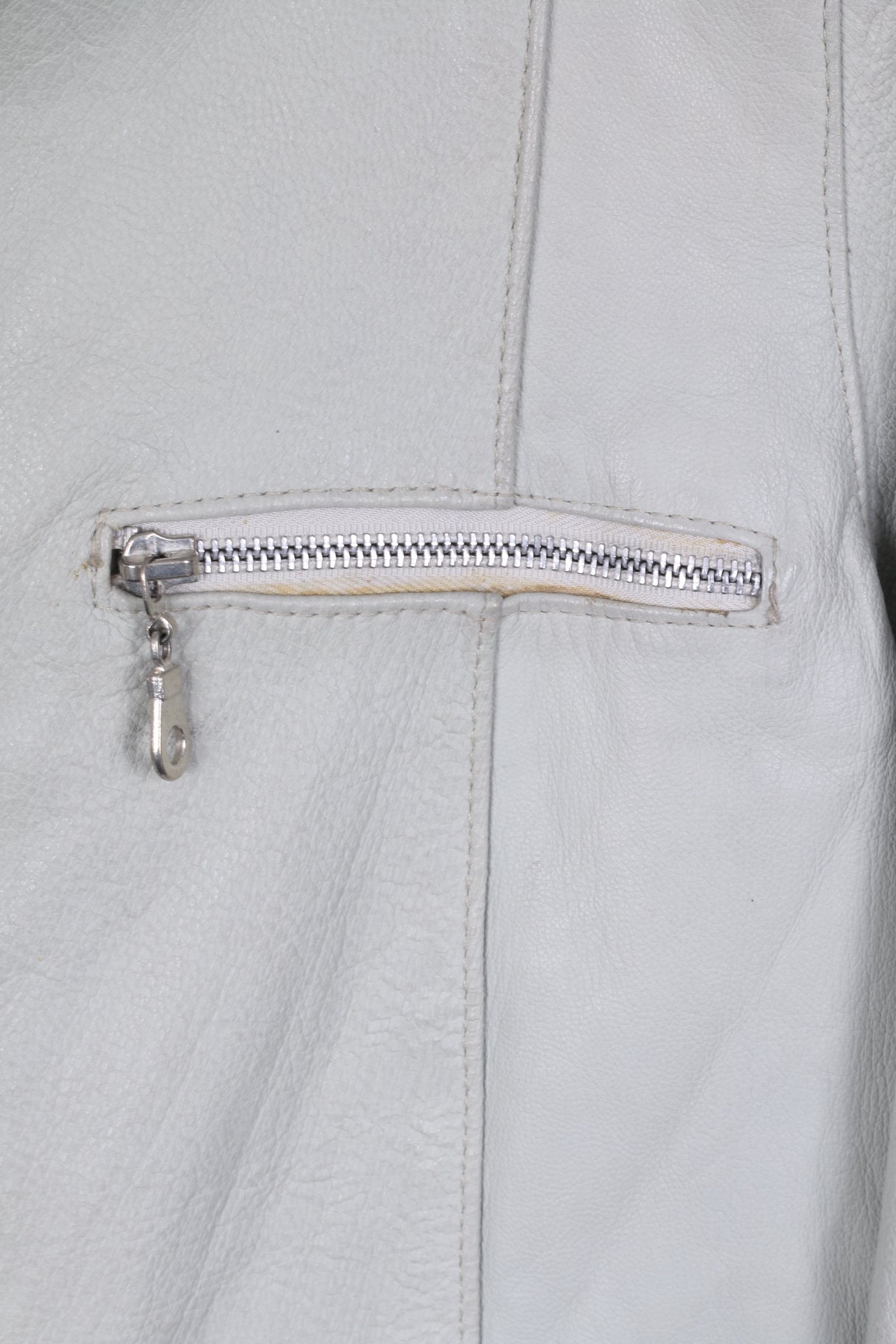 MASSINI Womens 40 M Jacket Grey Leather Zip Up Ramones Biker Retro