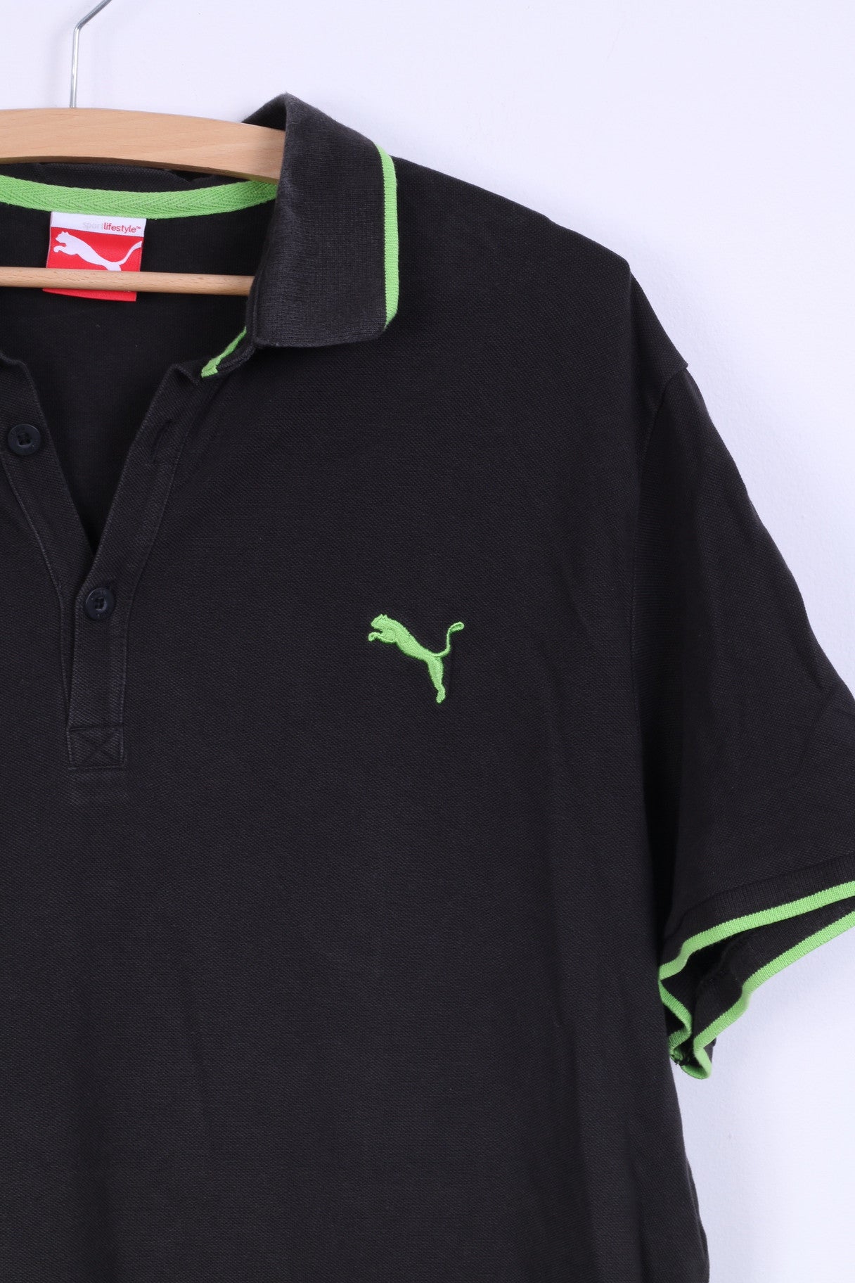 Puma Mens XL Polo Shirt Black Short Sleeve Sport