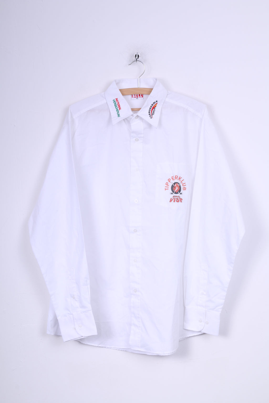 Texas Bull Tipper Klub Ehc Visp Camicia casual XL da uomo Bianco Hockey su ghiaccio in cotone