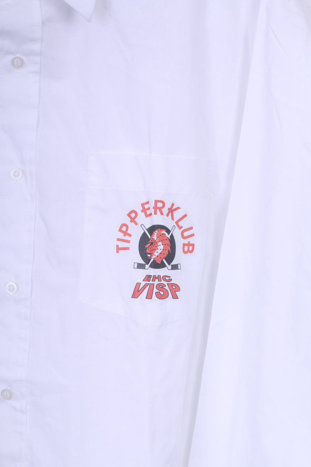 Texas Bull Tipper Klub Ehc Visp Camicia casual XL da uomo Bianco Hockey su ghiaccio in cotone