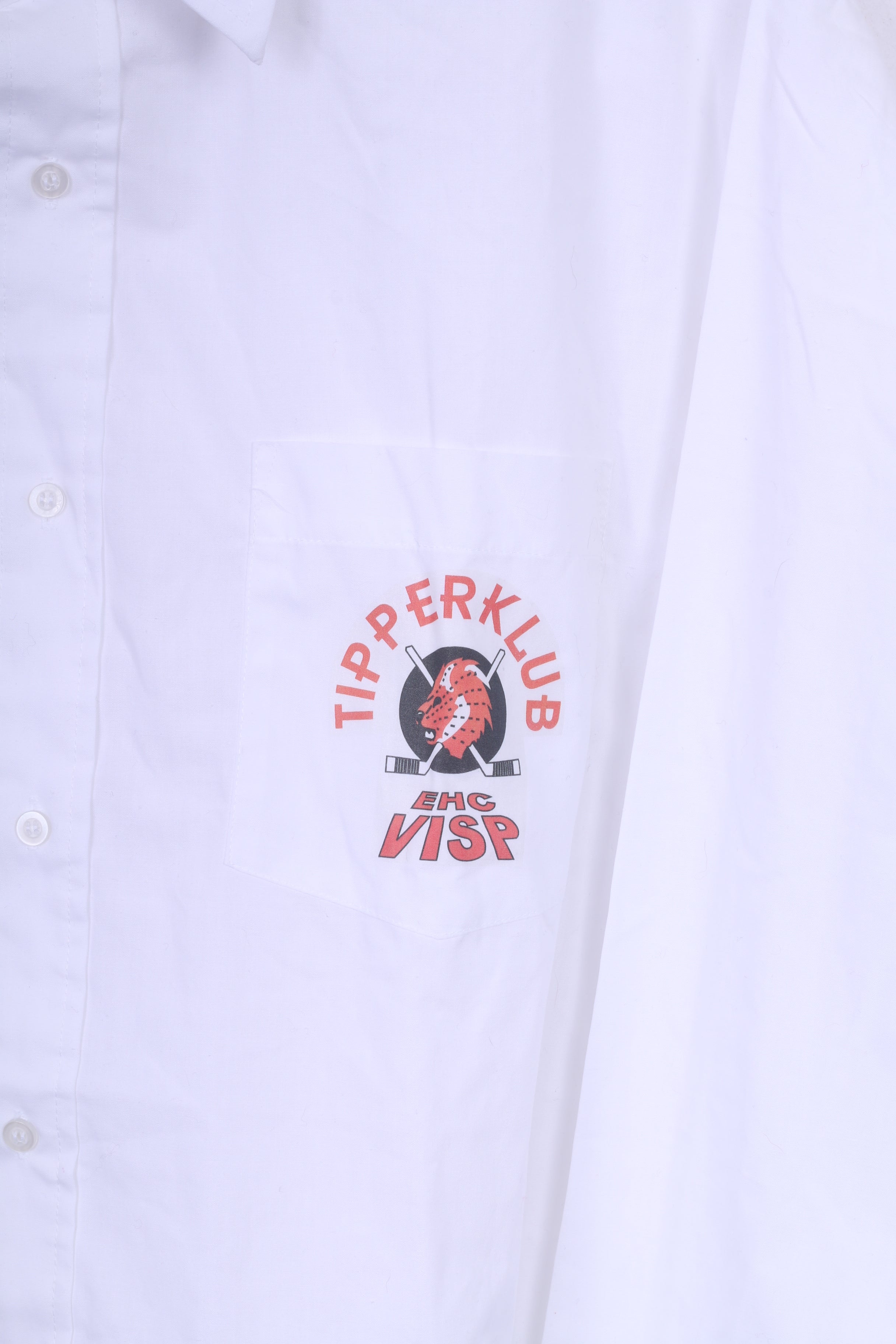 Texas Bull Tipper Klub Ehc Visp Camicia casual XL da uomo Bianco Hockey su ghiaccio in cotone