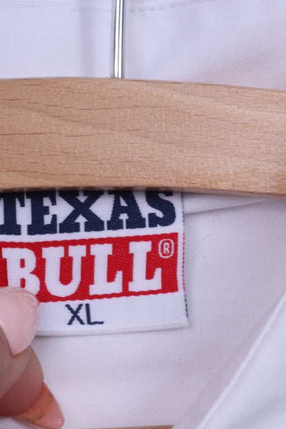 Texas Bull Tipper Klub Ehc Visp Mens XL Casual Shirt White Ice Hockey Cotton
