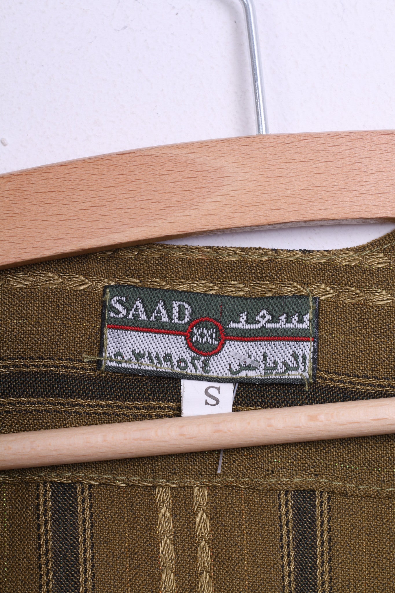 SAAD Womens S Hindu Long Dress Dark Green Striped V Neck - RetrospectClothes