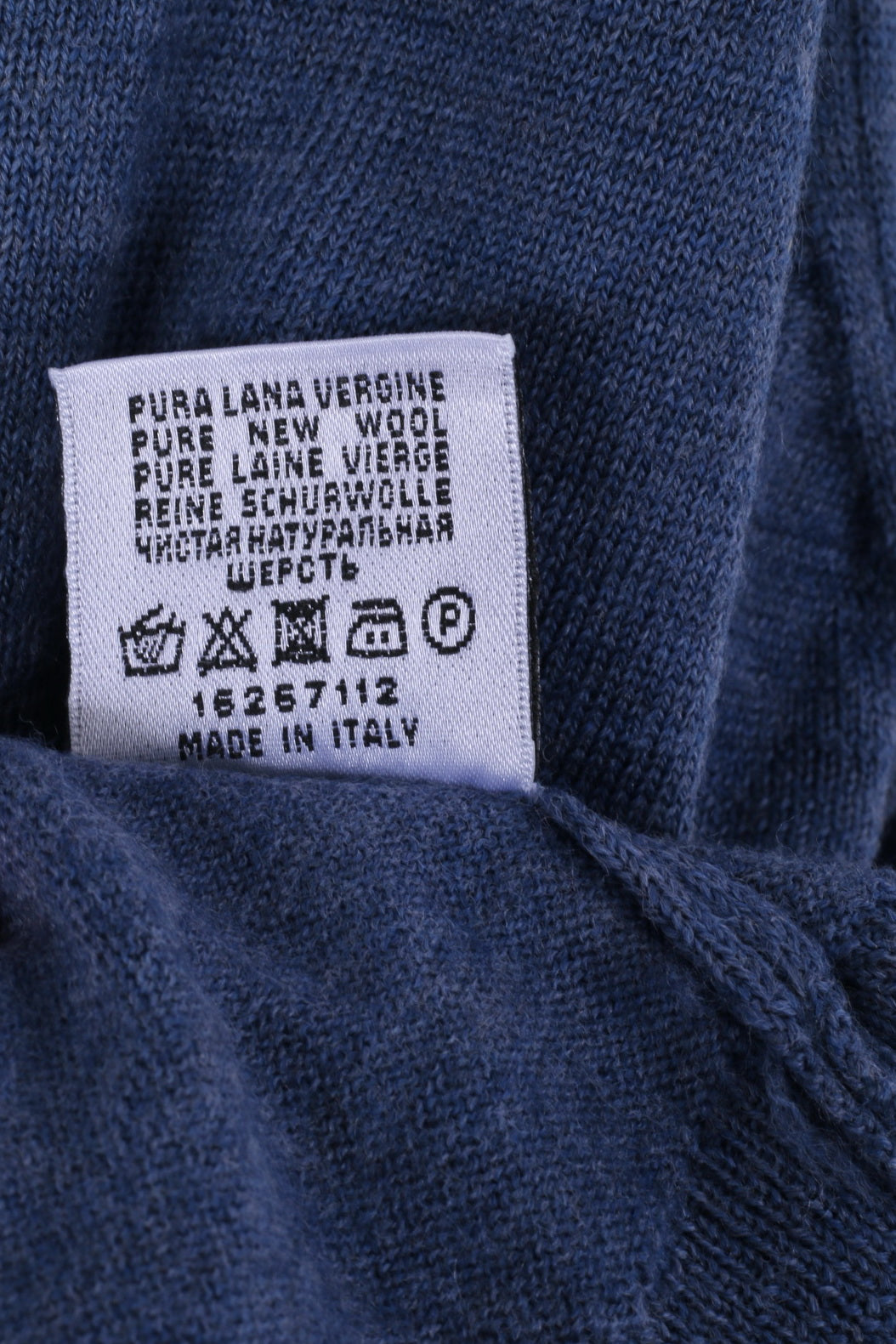 Larryknitwear Mens XL Jumper Blue Crew Neck Plain Classic Sweater Made in Italy