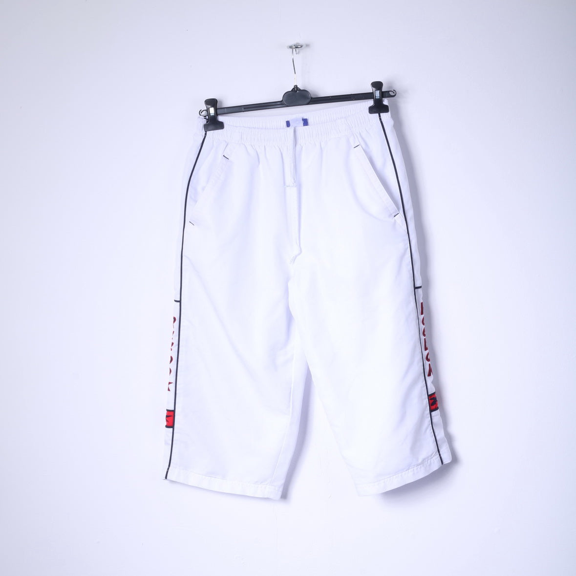 Reebok Mens M Crop Bottoms White Capri Logo Gym Sportswear Pants