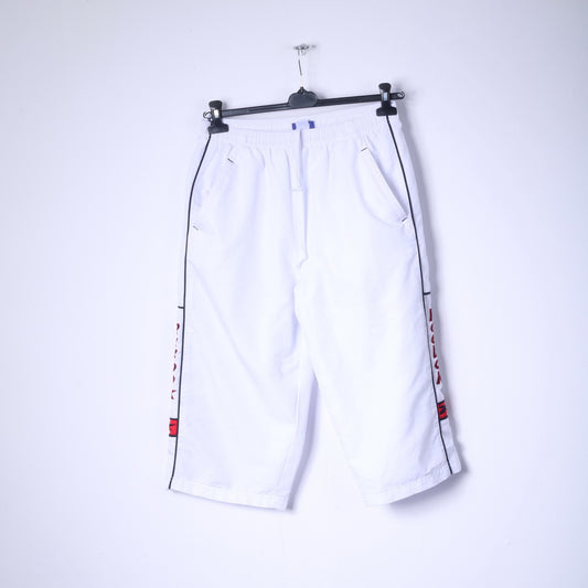 Pantaloni Reebok da uomo M Crop Bottoms bianchi Capri Logo Gym Sportswear
