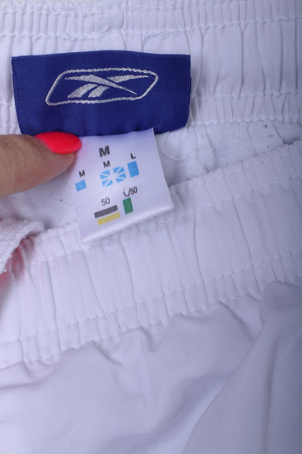 Reebok Mens M Crop Bottoms White Capri Logo Gym Sportswear Pants