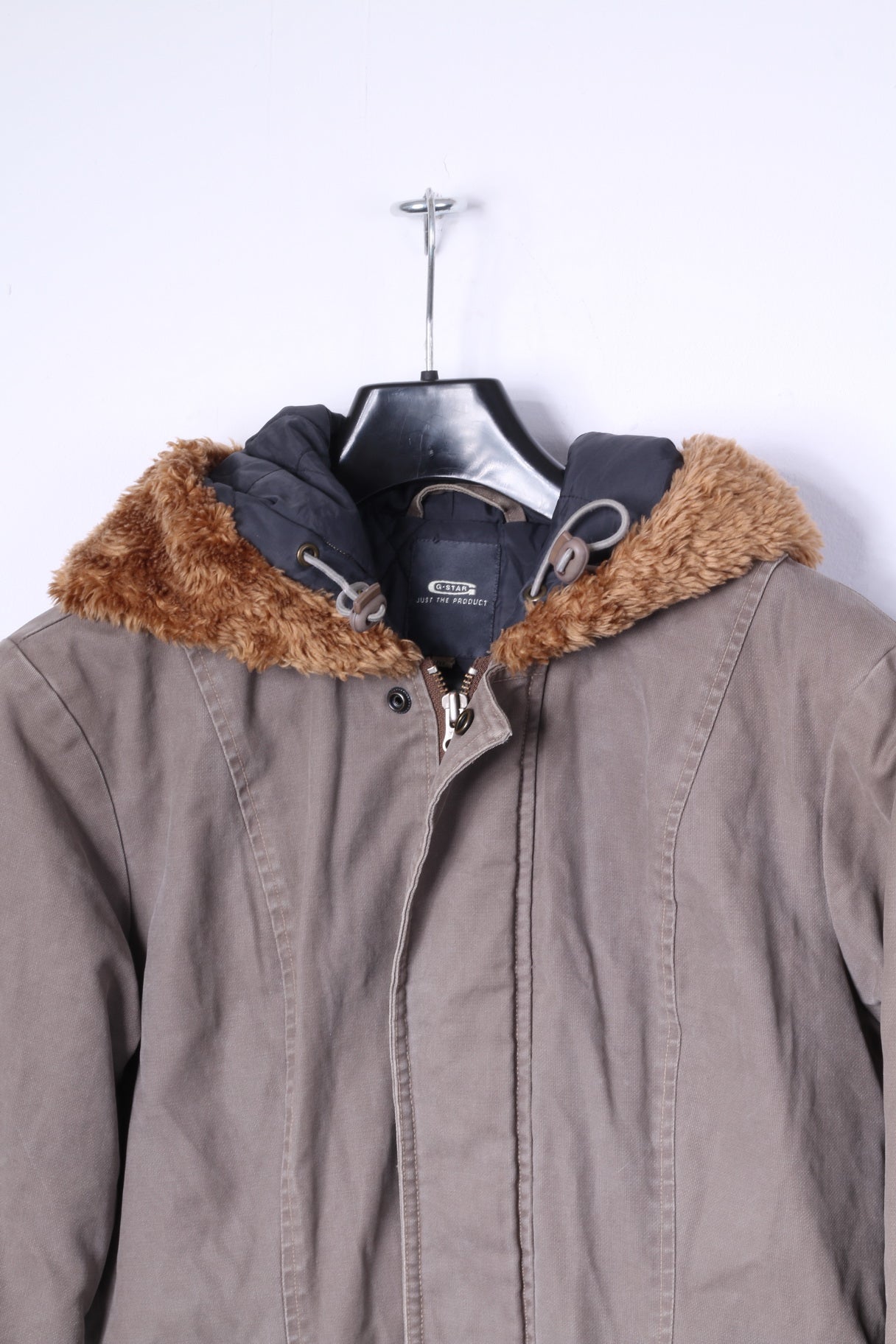 G-STAR RAW Womens M Coat Khaki Cotton Full Zipper Hooded Hedley Jacket