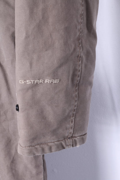 G-STAR RAW Womens M Coat Khaki Cotton Full Zipper Hooded Hedley Jacket