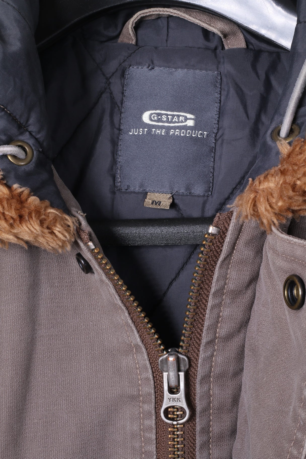 G-STAR RAW Womens M Coat Khaki Cotton Full Zipper Hooded Hedley Jacket