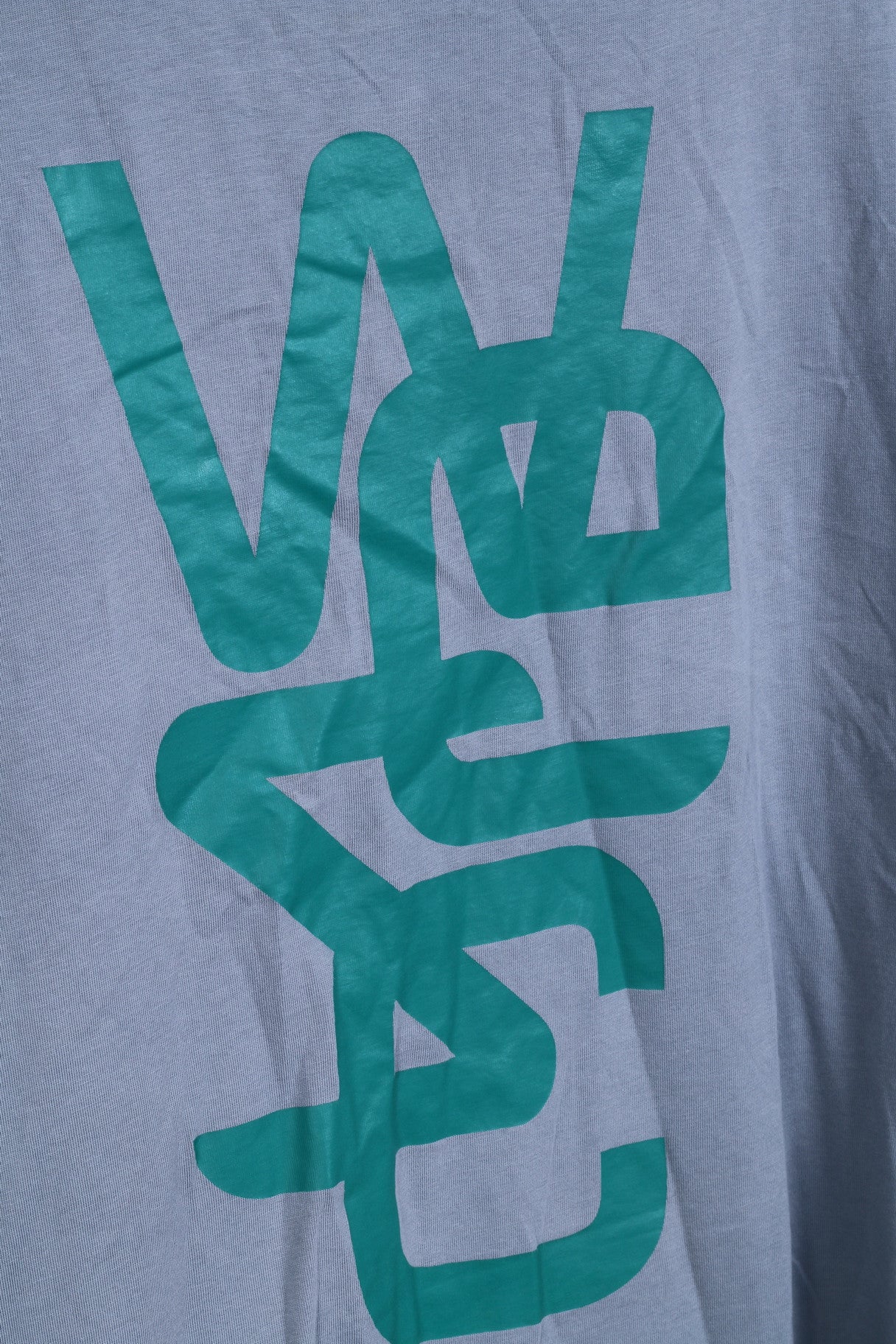 WESC Mens L Graphic Shirt Grey Crew Neck Cotton Summer