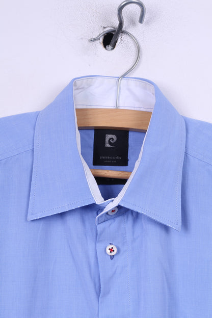 Pierre Cardin Mens 39  M Casual Shirt Blue Long Sleeve Blue