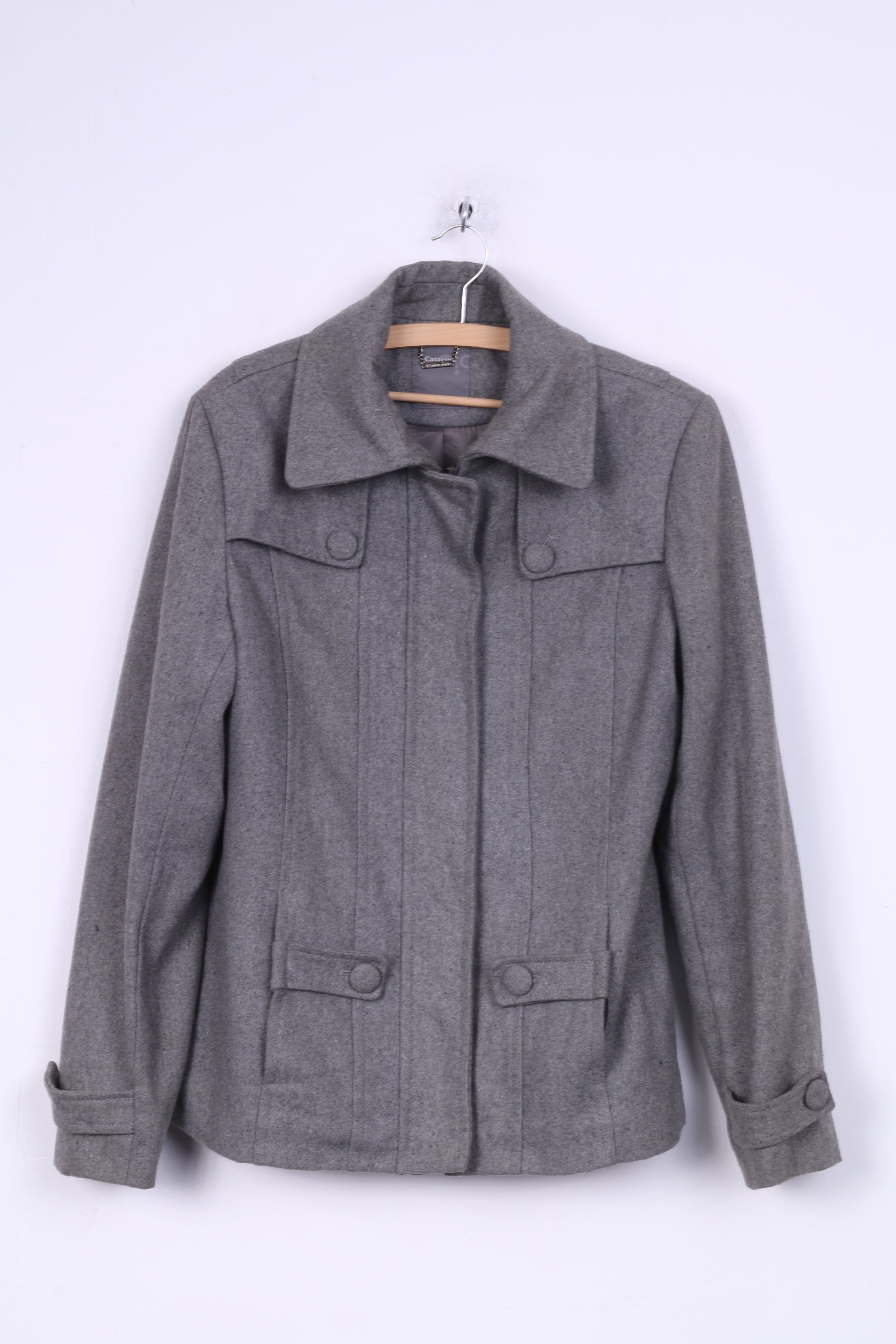 Giacca XXL da donna Catarina Grigia invernale in lana nylon con cerniera completa