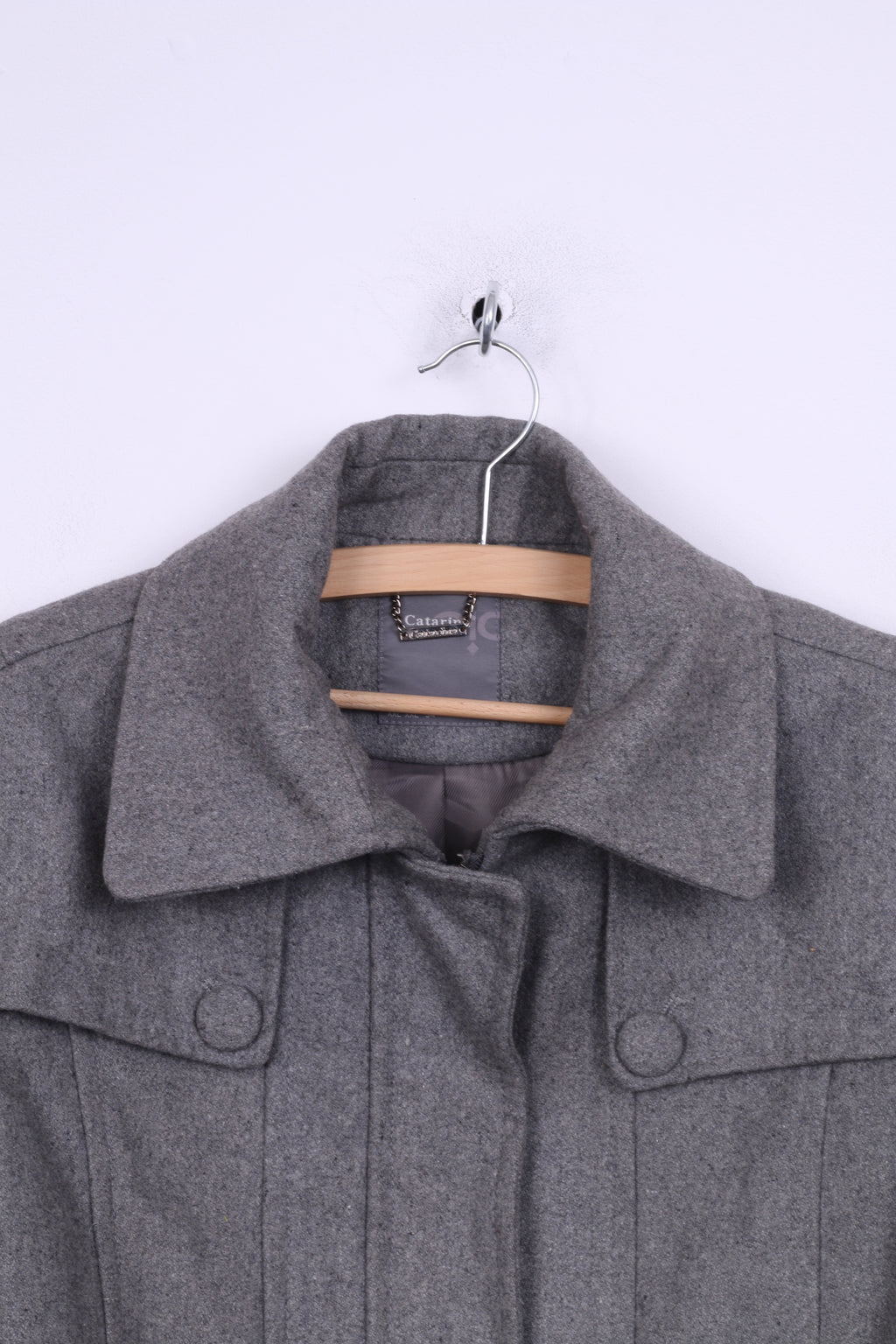 Giacca XXL da donna Catarina Grigia invernale in lana nylon con cerniera completa