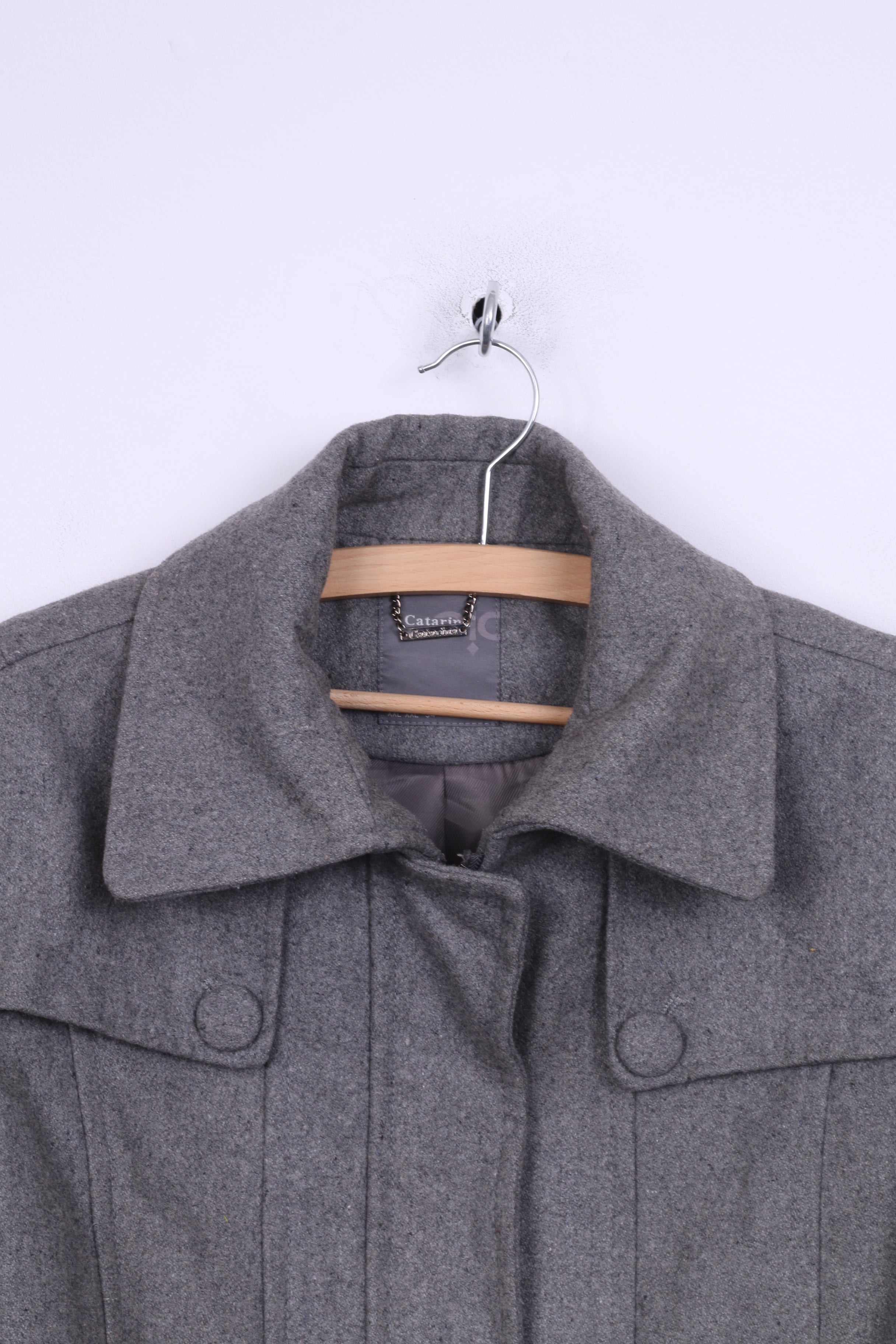 Giacca XXL da donna Catarina Grigia invernale in lana nylon con cerniera completa