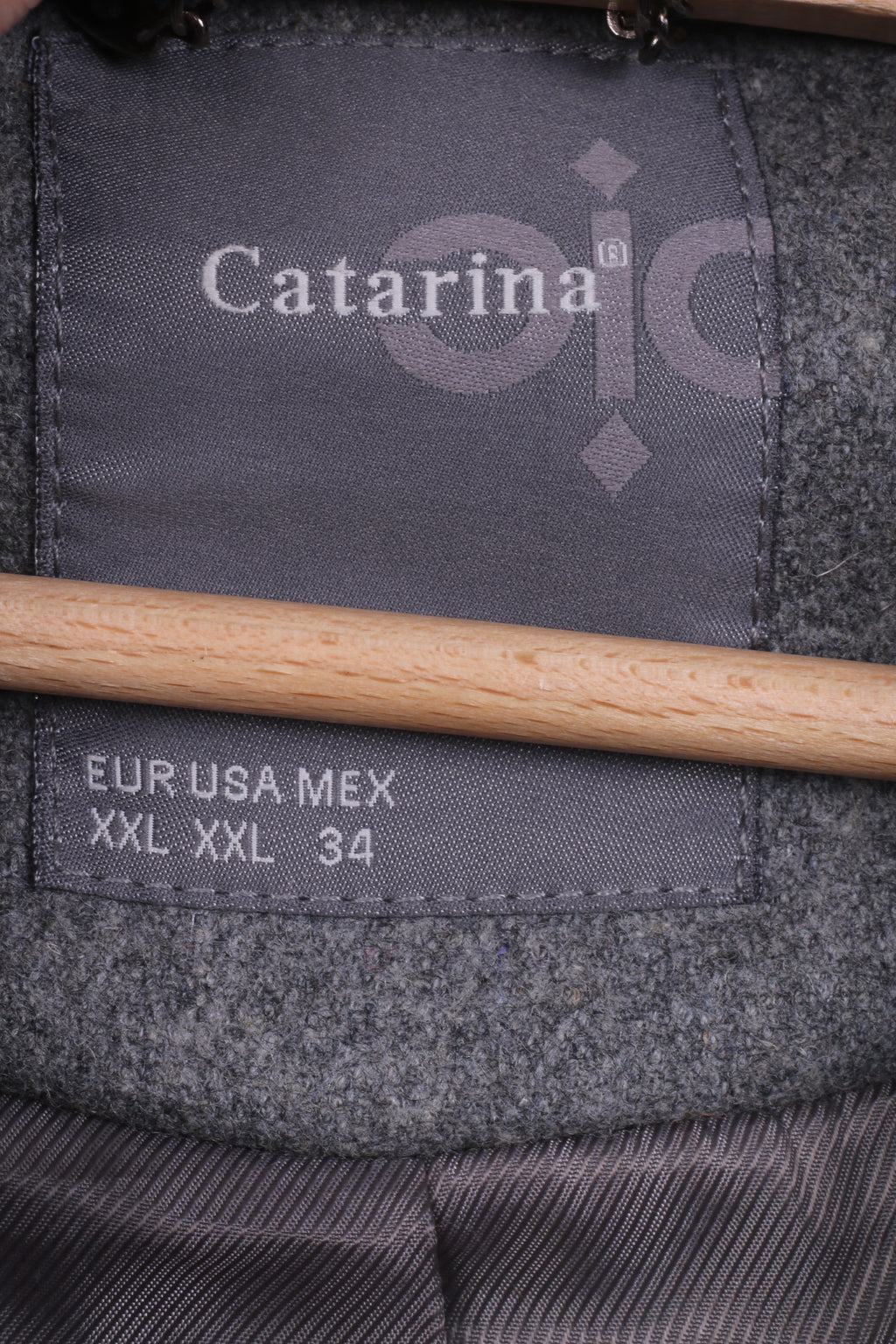 Giacca XXL da donna Catarina Grigia invernale in lana nylon con cerniera completa