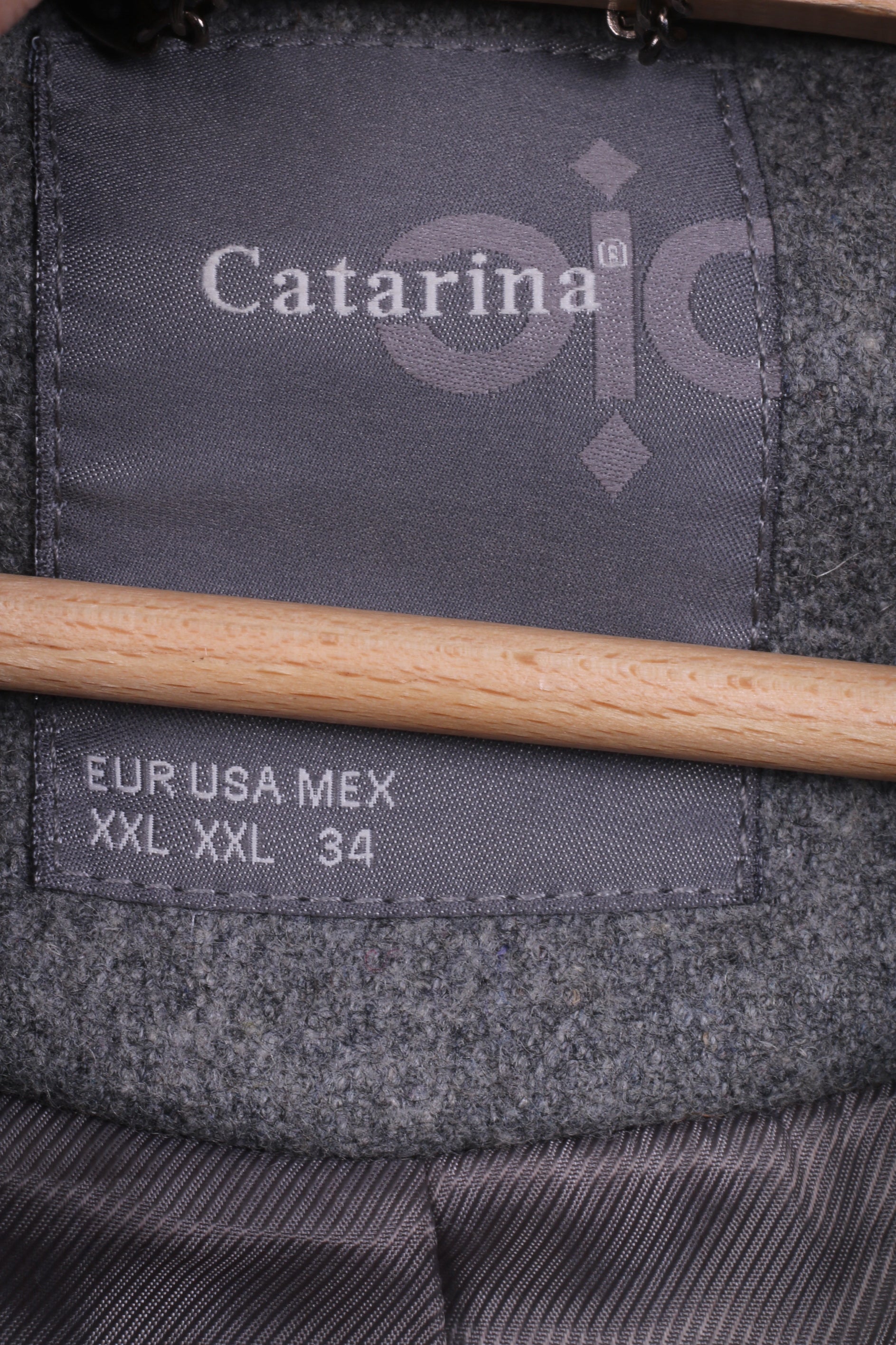 Giacca XXL da donna Catarina Grigia invernale in lana nylon con cerniera completa