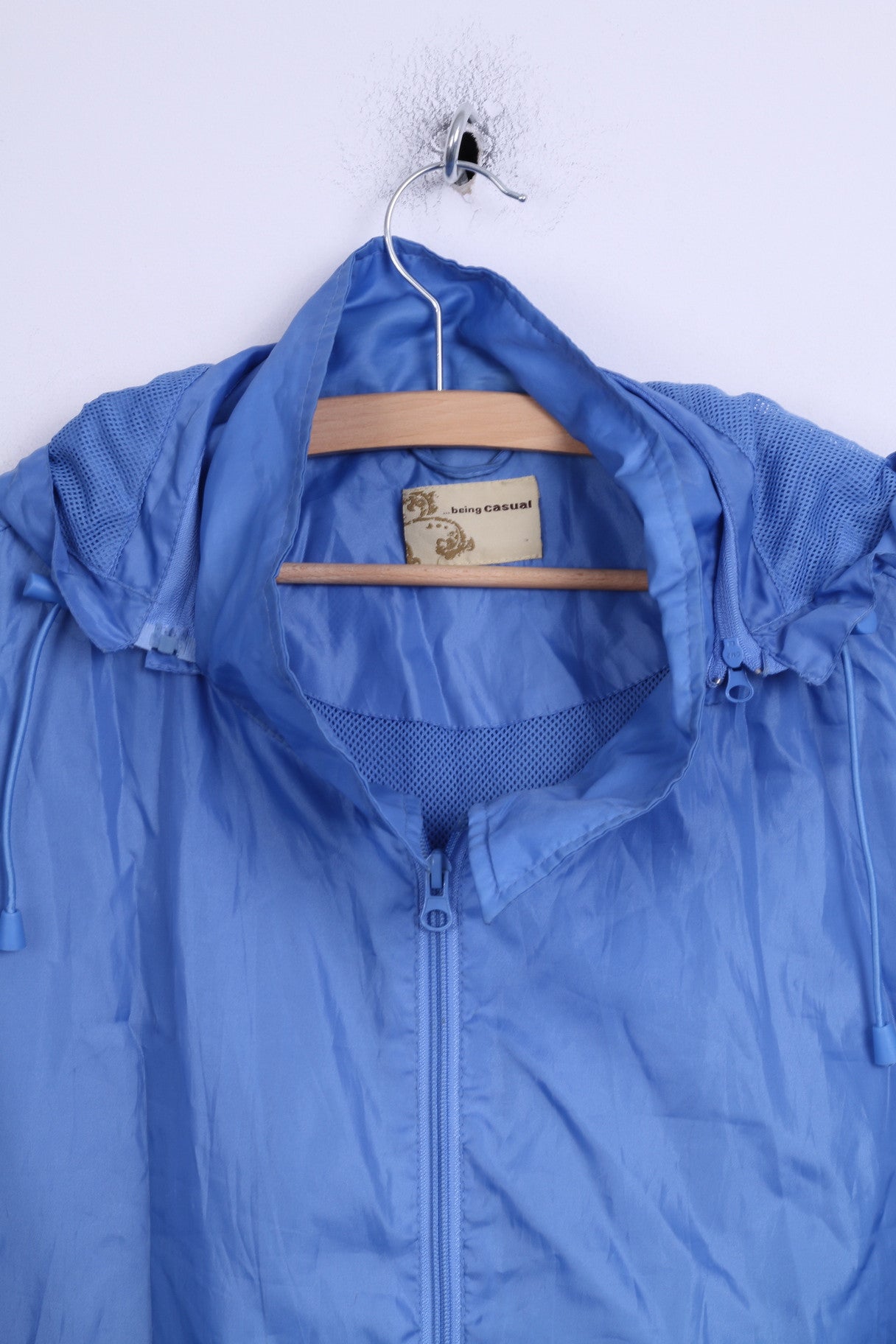 Being Casual Womens 26 XXL Jacket Blue Light Top Hood Full Zipper Two Pockets