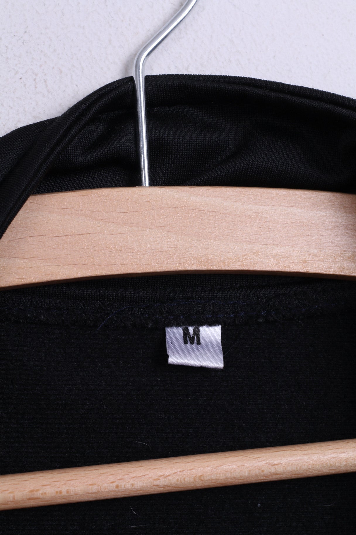 Vintage Men M Sweatshirt Black Shiny Oldschool Full Zipper Top