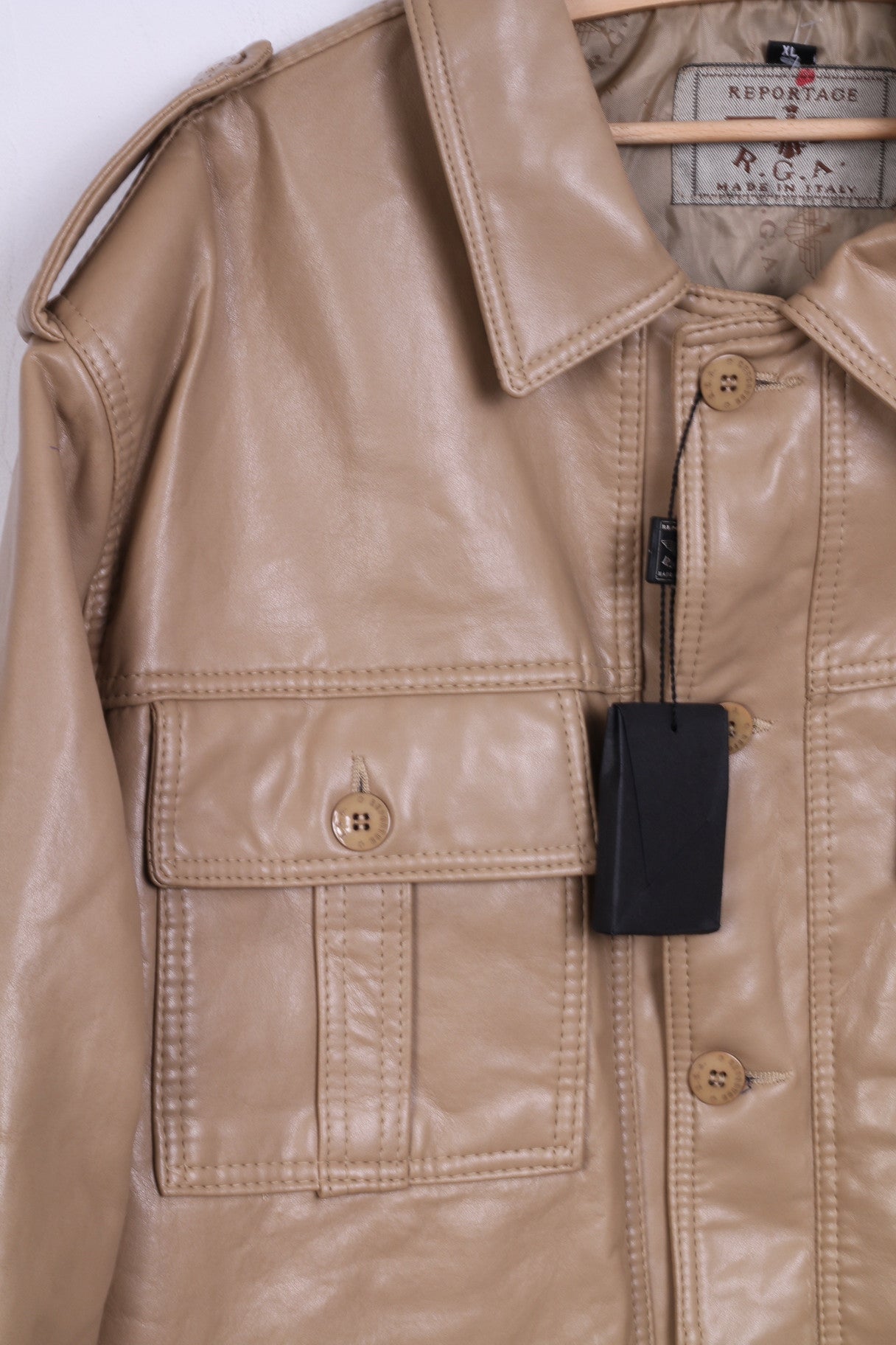 New Reportage RGA Mens XL Jacket Camel Single Breasted Italy