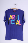 Mauro Ferrini Mens M T-Shirt Purple Crew Neck Graphic Cotton Arti Ficial Intelligence Summer Top