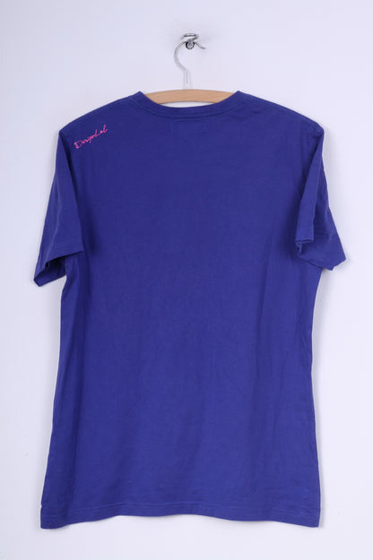 Mauro Ferrini Mens M T-Shirt Purple Crew Neck Graphic Cotton Arti Ficial Intelligence Summer Top