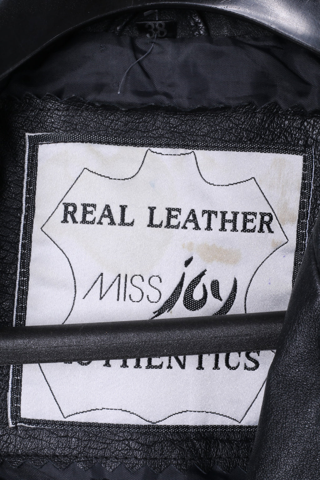 Miss Joy Women 38 M Jacket Black Leather Biker Cropped Snaps Vintage Shoulder Pads Top