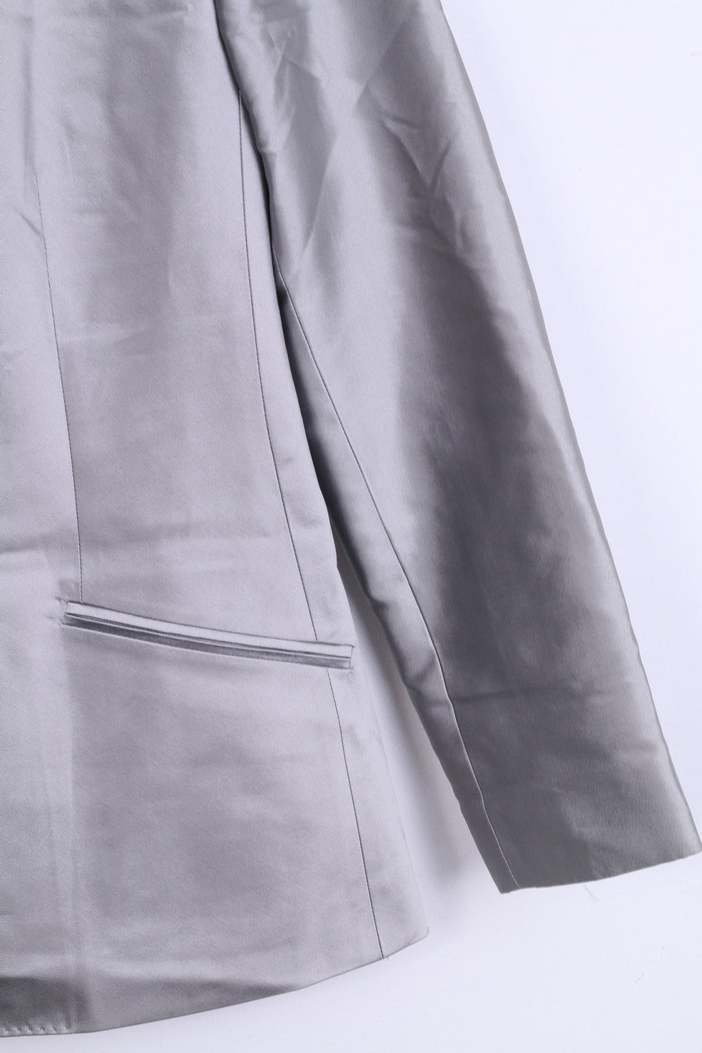 Strenesse GABRIELE STREHLE Giacca da donna 14 XL Blazer monopetto in seta argento