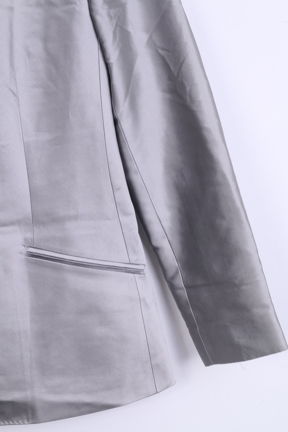 Strenesse GABRIELE STREHLE Giacca da donna 14 XL Blazer monopetto in seta argento